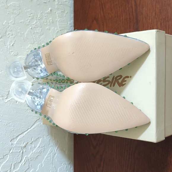WORN ONCE Public Desire Green Diamante Studded Clear Pointed Toe Heels Size 8 - Picture 8 of 13